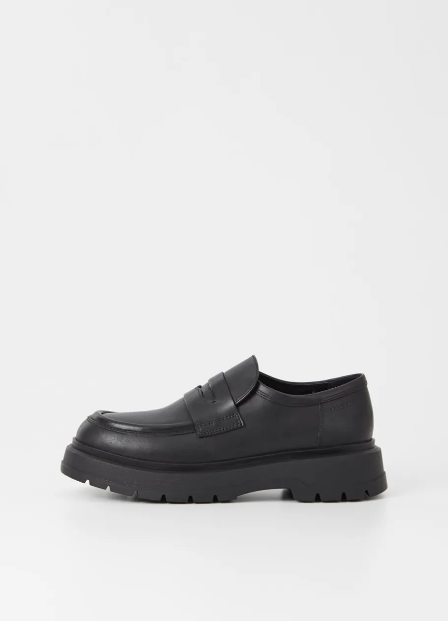 Loaferit<Vagabond Jeff Loafer Musta Nahka