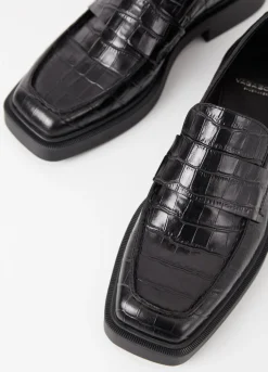 Kengät<Vagabond Jillian Loafer Musta Croc-Kohokuvioitua Nahkaa